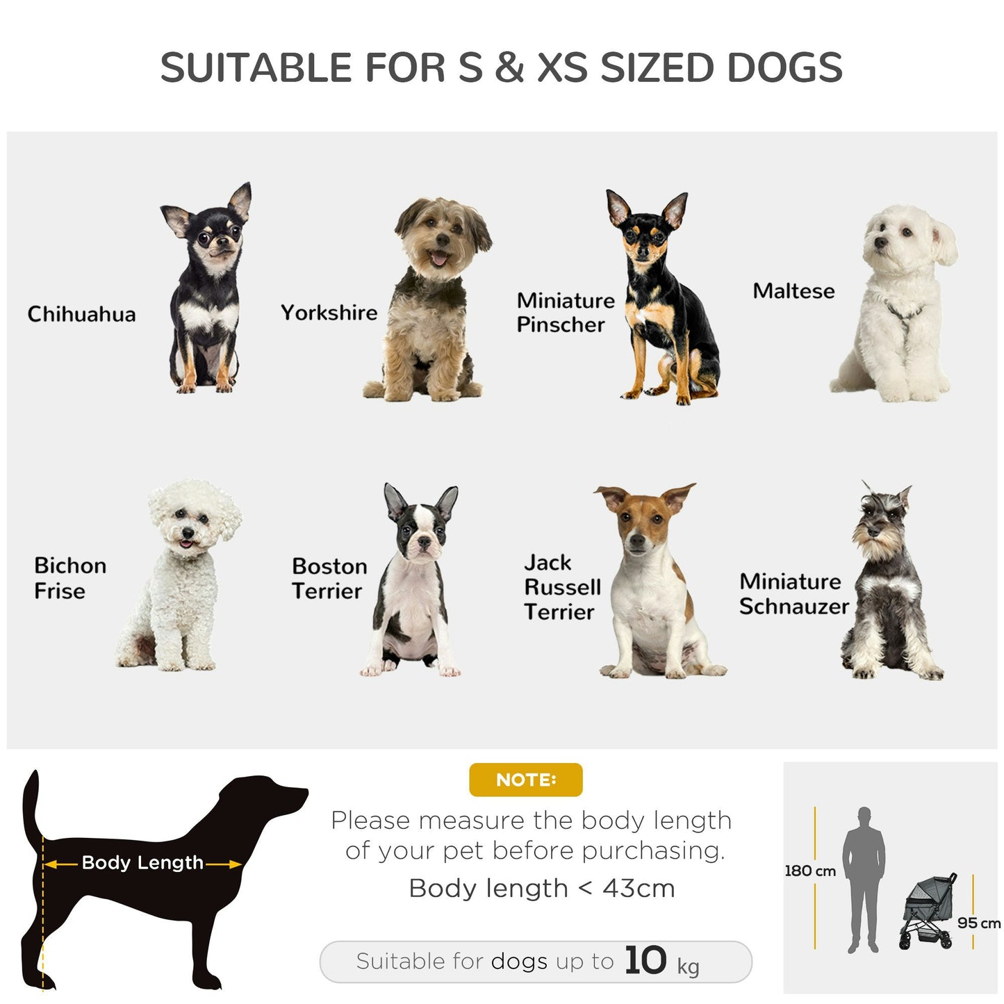 Compact Foldable Pet Stroller for Dogs – Lightweight Travel Cart with Handle, Grey
